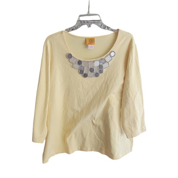 Ruby Road Women 1X Mid Sleeve Classic Style Shiny Embellishments with Gold Beads - Picture 1 of 11